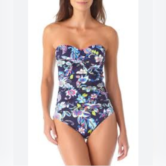 Anne Cole Twist Front One Piece Swimsuit Sz 8 - Picture 3 of 7